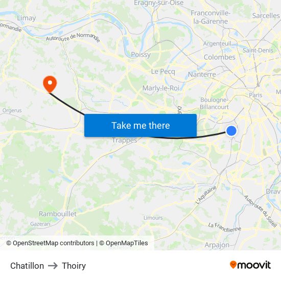 Chatillon to Thoiry map