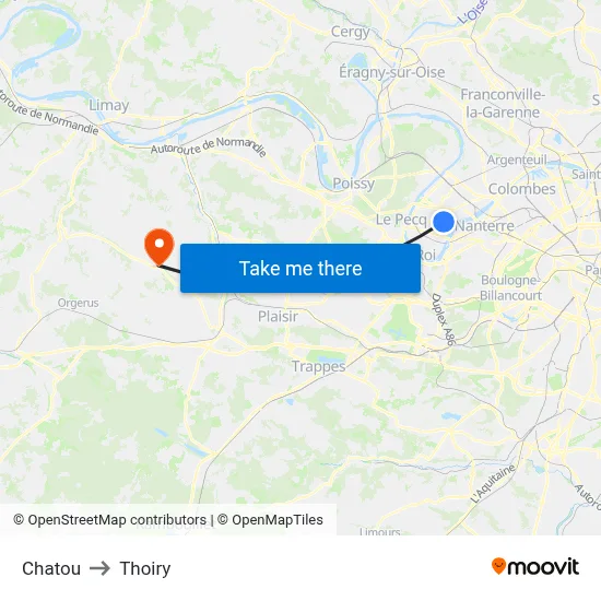 Chatou to Thoiry map