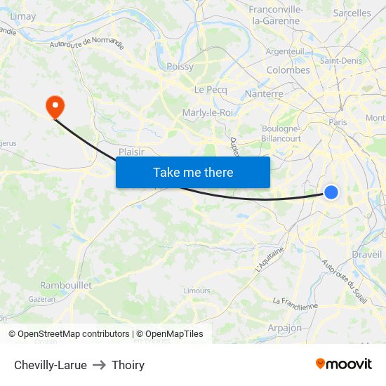 Chevilly-Larue to Thoiry map
