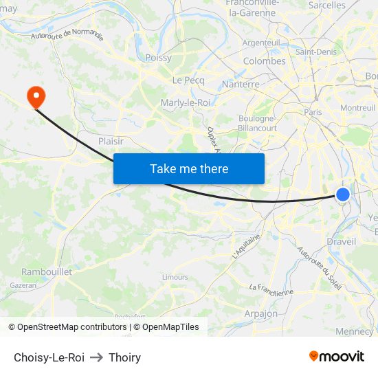 Choisy-Le-Roi to Thoiry map