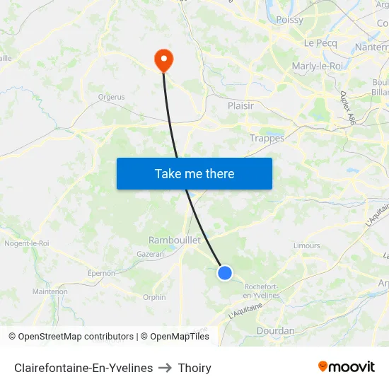 Clairefontaine-En-Yvelines to Thoiry map