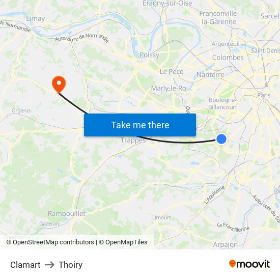 Clamart to Thoiry map