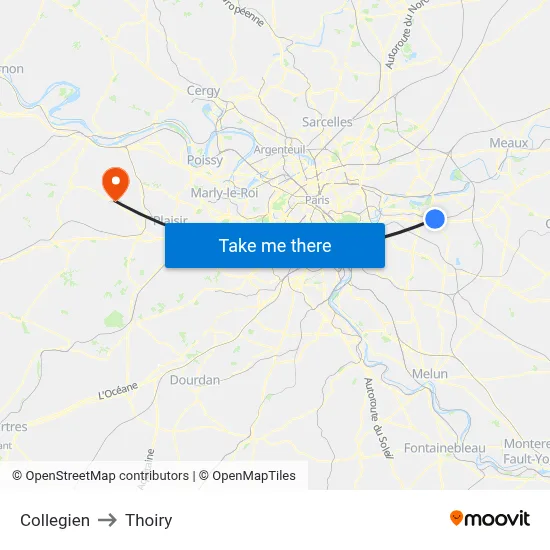 Collegien to Thoiry map