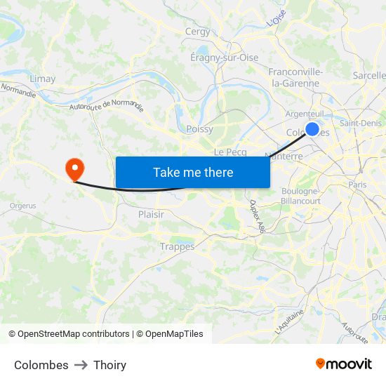 Colombes to Thoiry map