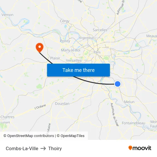 Combs-La-Ville to Thoiry map