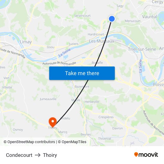 Condecourt to Thoiry map