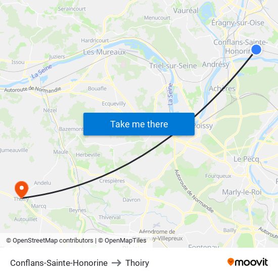 Conflans-Sainte-Honorine to Thoiry map