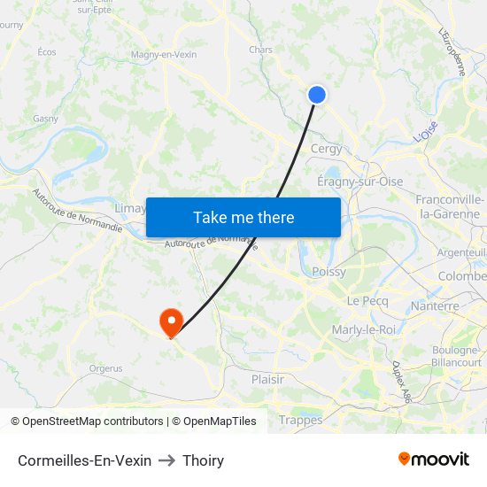 Cormeilles-En-Vexin to Thoiry map