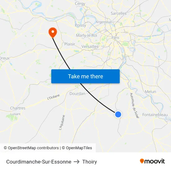 Courdimanche-Sur-Essonne to Thoiry map