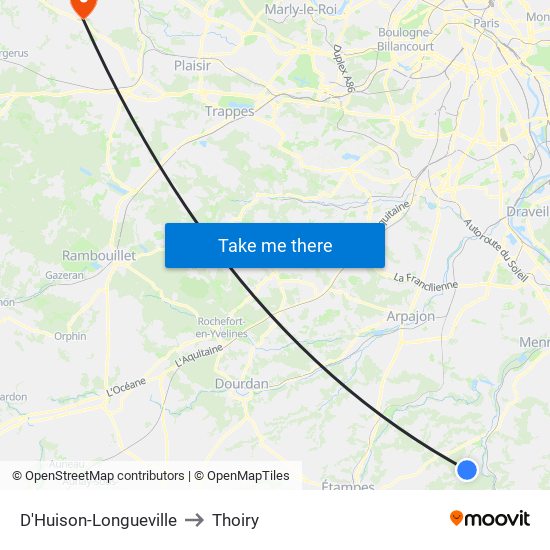 D'Huison-Longueville to Thoiry map