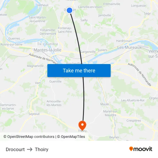 Drocourt to Thoiry map