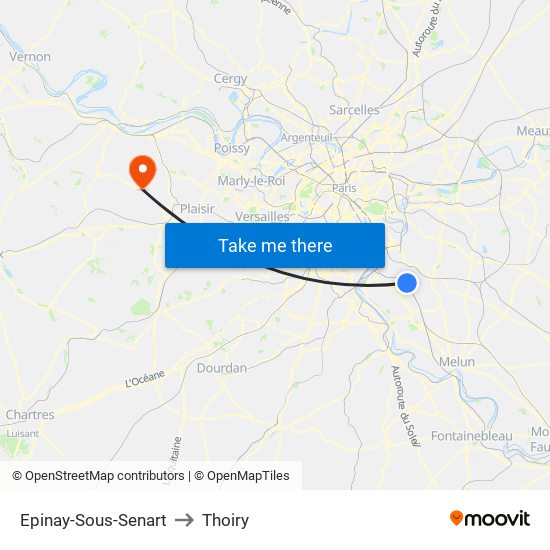Epinay-Sous-Senart to Thoiry map