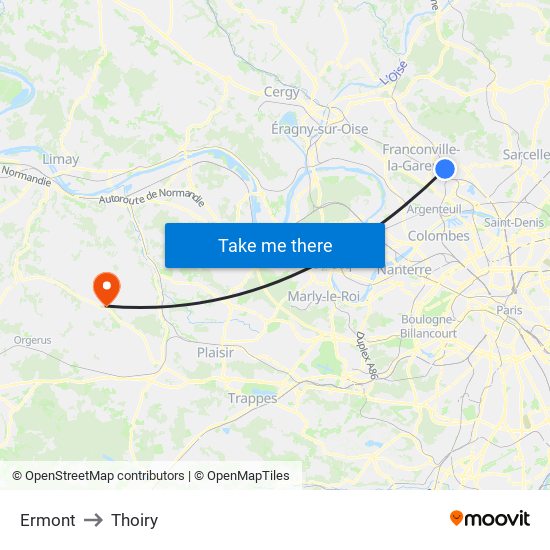 Ermont to Thoiry map