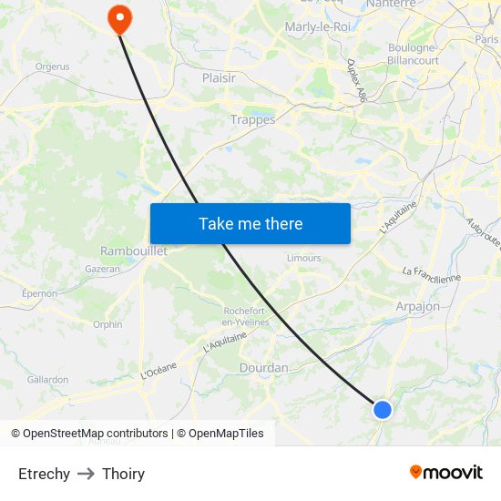 Etrechy to Thoiry map