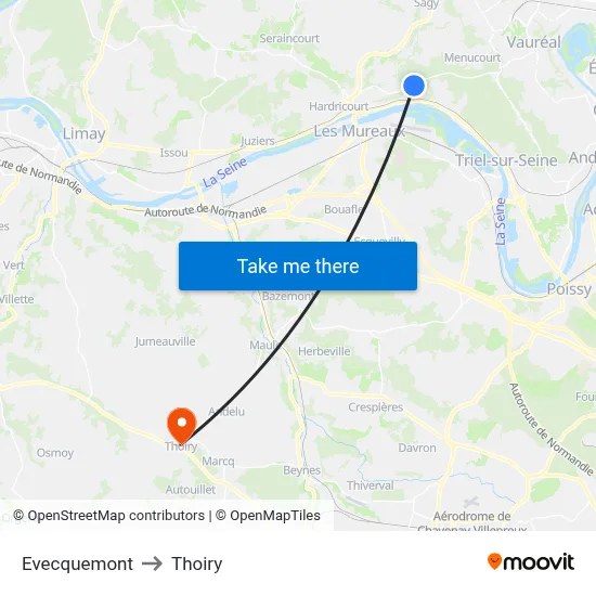 Evecquemont to Thoiry map