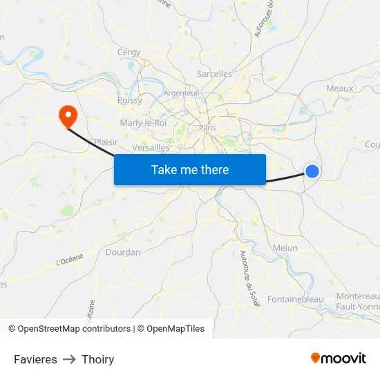 Favieres to Thoiry map