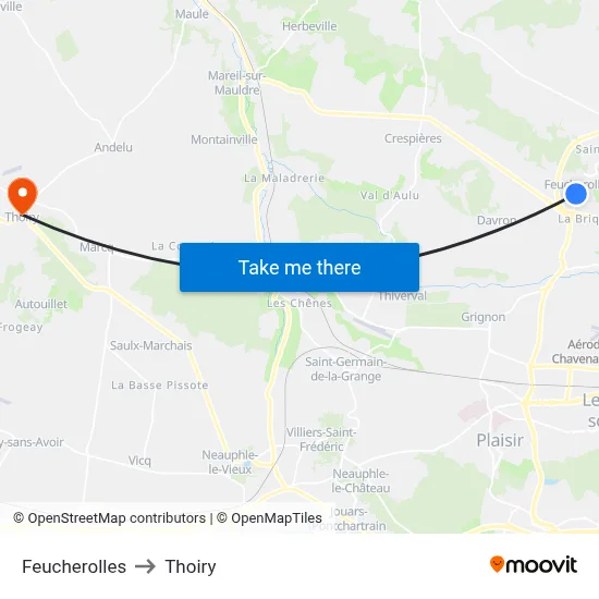 Feucherolles to Thoiry map