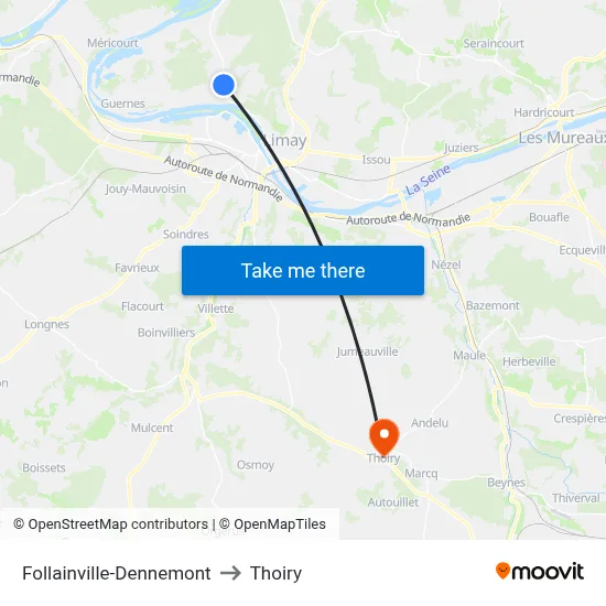 Follainville-Dennemont to Thoiry map