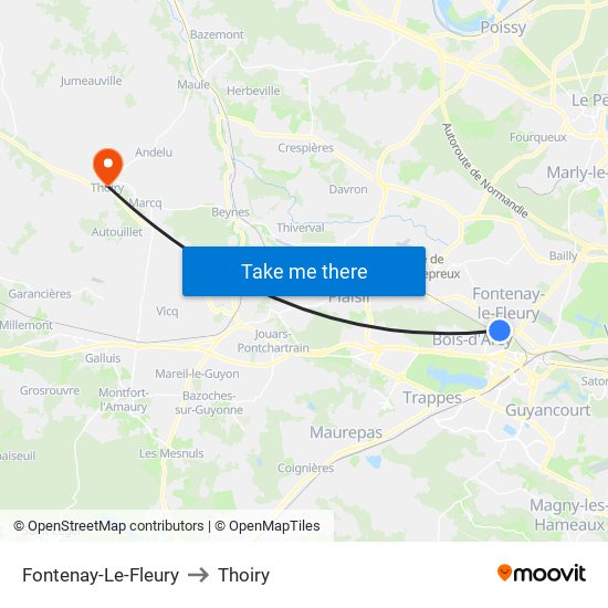 Fontenay-Le-Fleury to Thoiry map