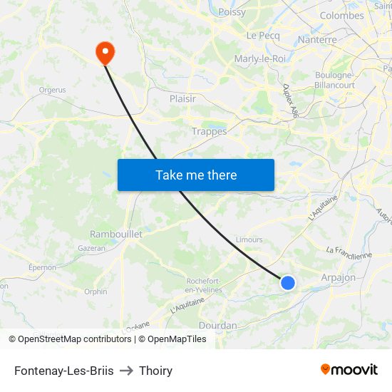 Fontenay-Les-Briis to Thoiry map