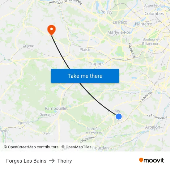 Forges-Les-Bains to Thoiry map