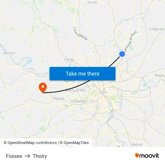 Fosses to Thoiry map