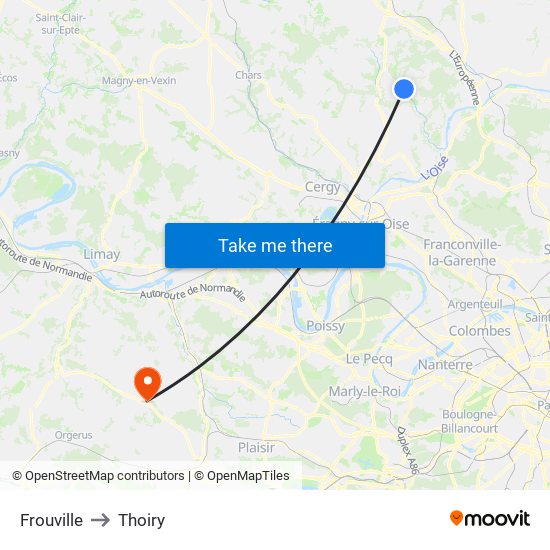 Frouville to Thoiry map