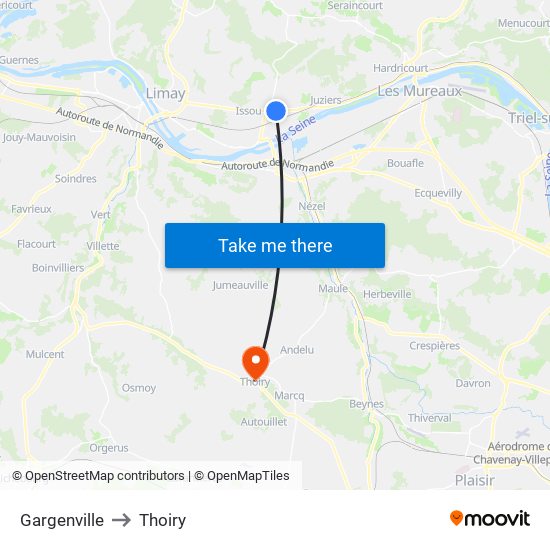 Gargenville to Thoiry map