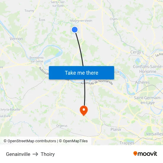 Genainville to Thoiry map