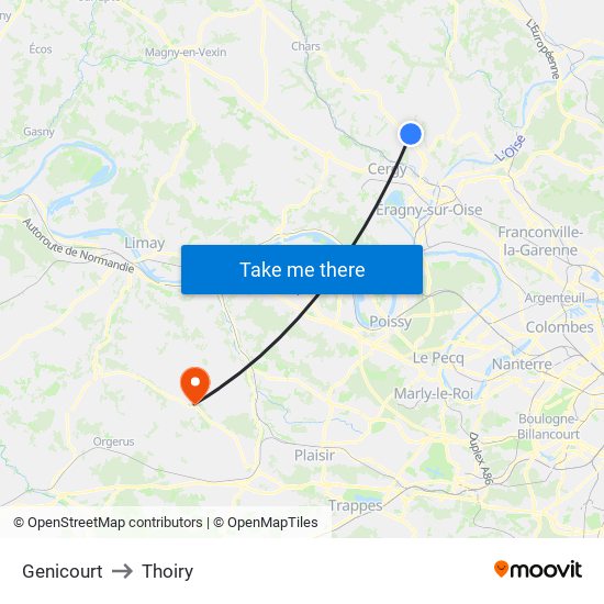 Genicourt to Thoiry map