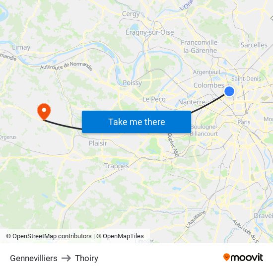 Gennevilliers to Thoiry map