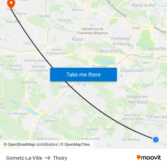 Gometz-La-Ville to Thoiry map