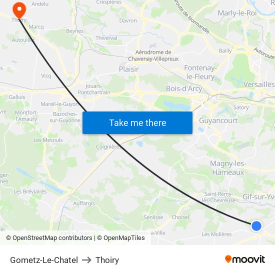 Gometz-Le-Chatel to Thoiry map