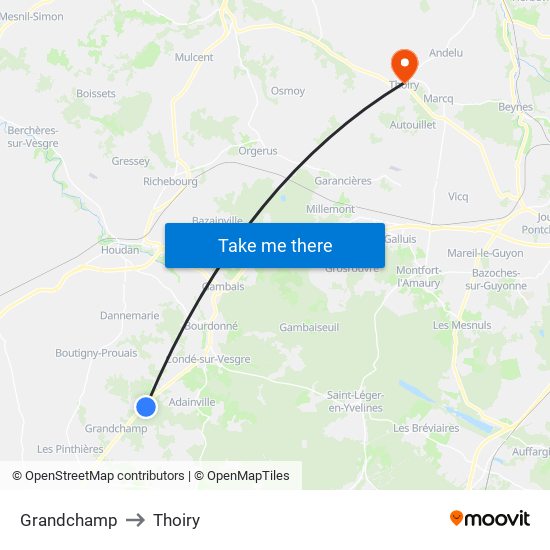 Grandchamp to Thoiry map