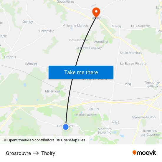 Grosrouvre to Thoiry map
