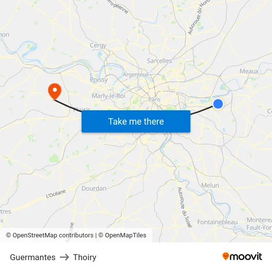 Guermantes to Thoiry map