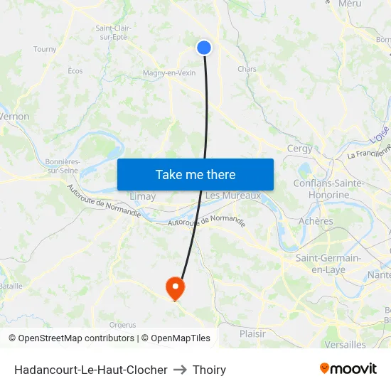 Hadancourt-Le-Haut-Clocher to Thoiry map