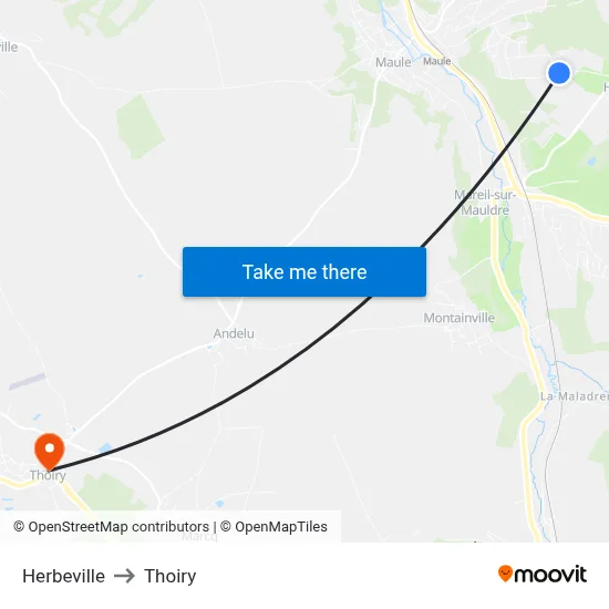 Herbeville to Thoiry map