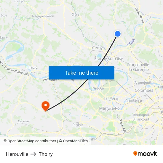 Herouville to Thoiry map