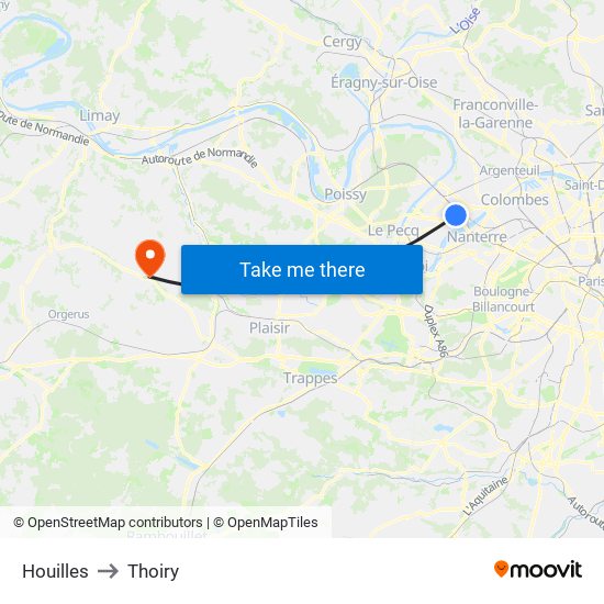 Houilles to Thoiry map