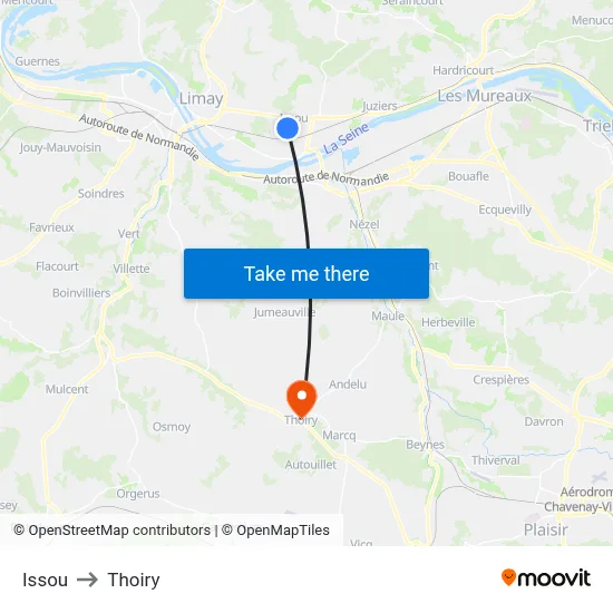 Issou to Thoiry map
