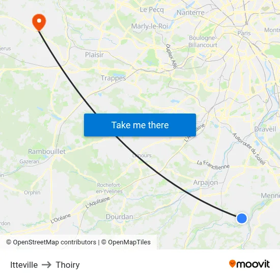Itteville to Thoiry map