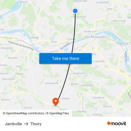 Jambville to Thoiry map