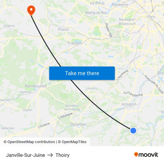 Janville-Sur-Juine to Thoiry map
