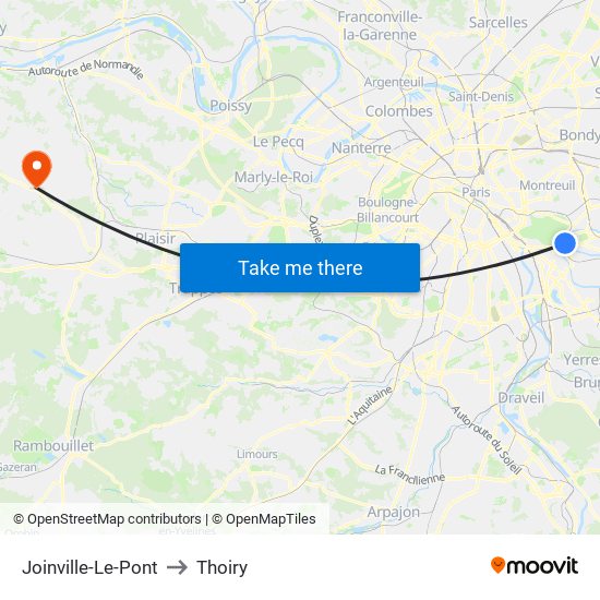 Joinville-Le-Pont to Thoiry map