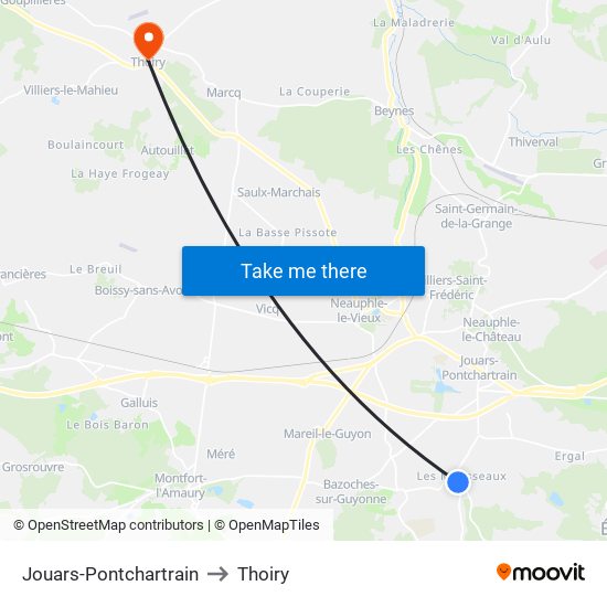 Jouars-Pontchartrain to Thoiry map