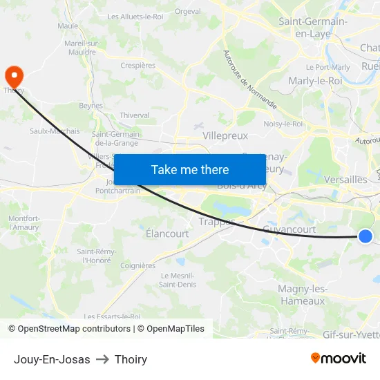 Jouy-En-Josas to Thoiry map