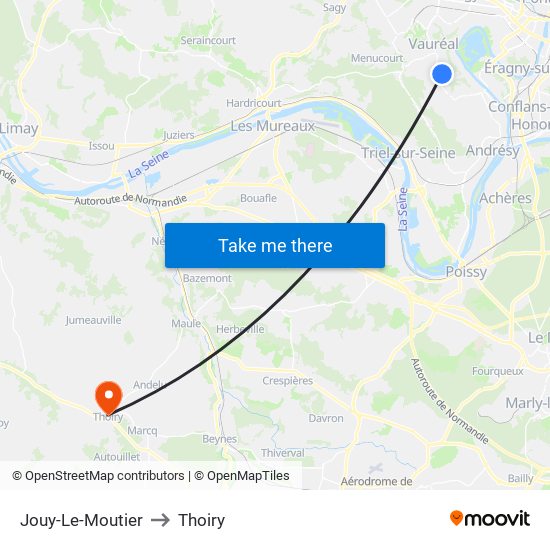 Jouy-Le-Moutier to Thoiry map