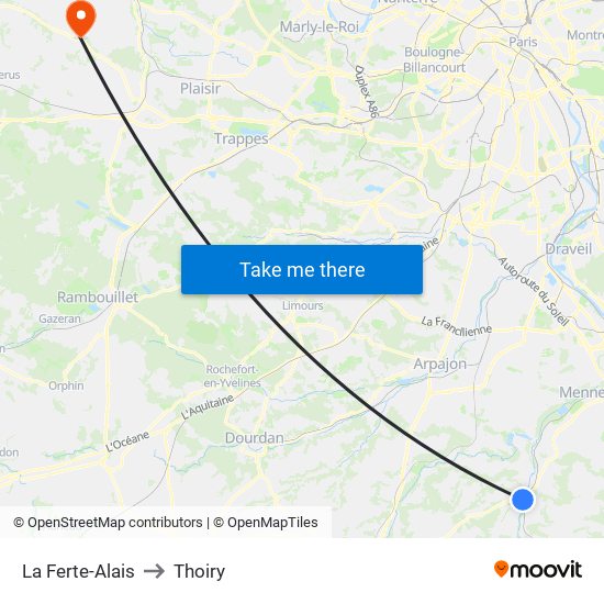 La Ferte-Alais to Thoiry map