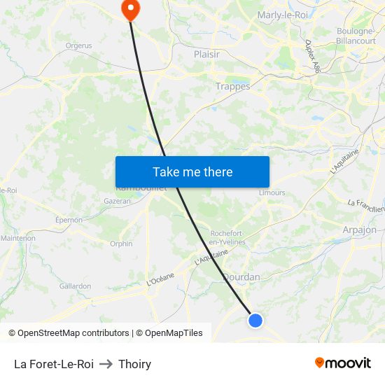 La Foret-Le-Roi to Thoiry map